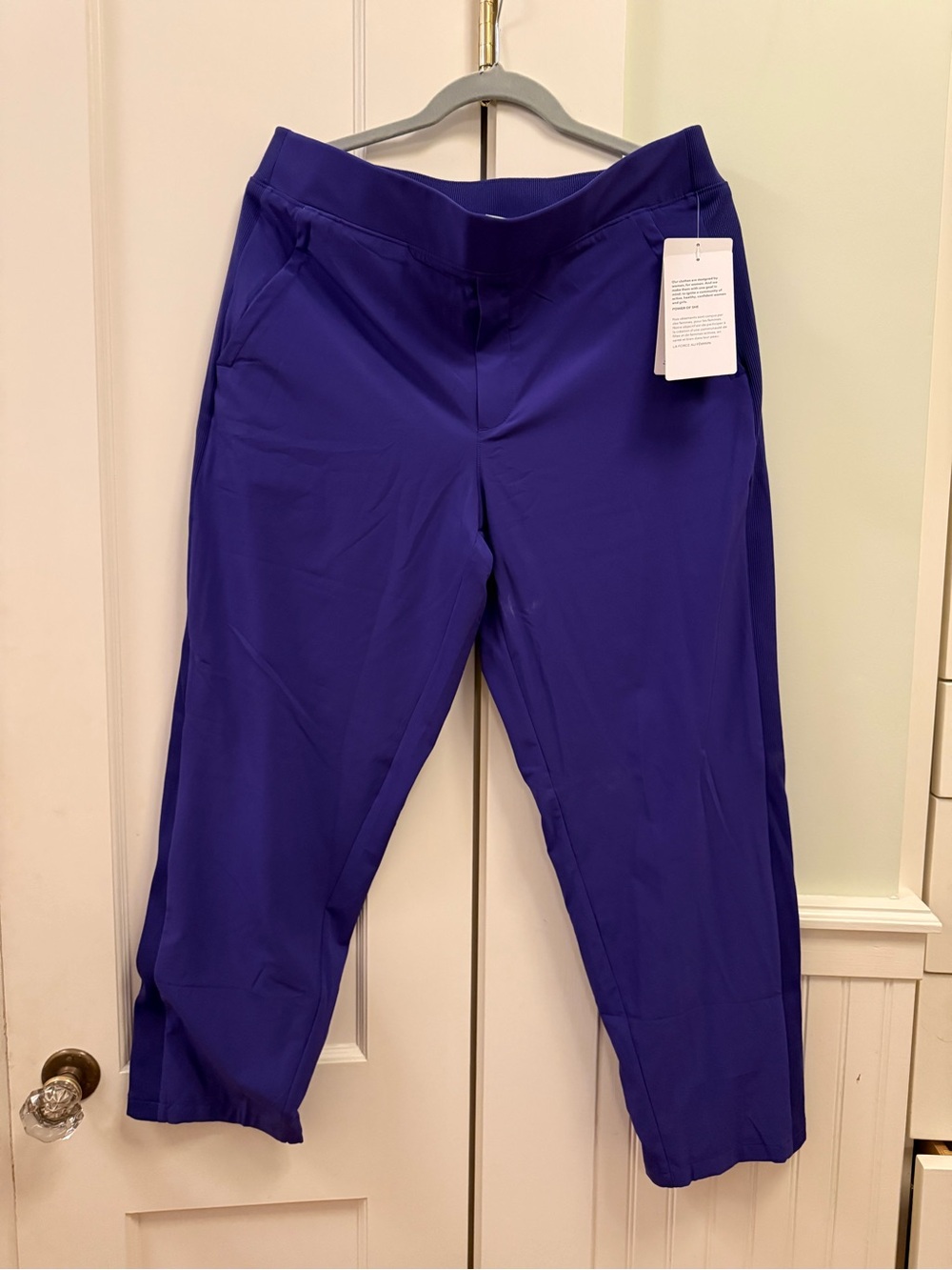 Cropped Athleta Pants in a beautiful purple color.